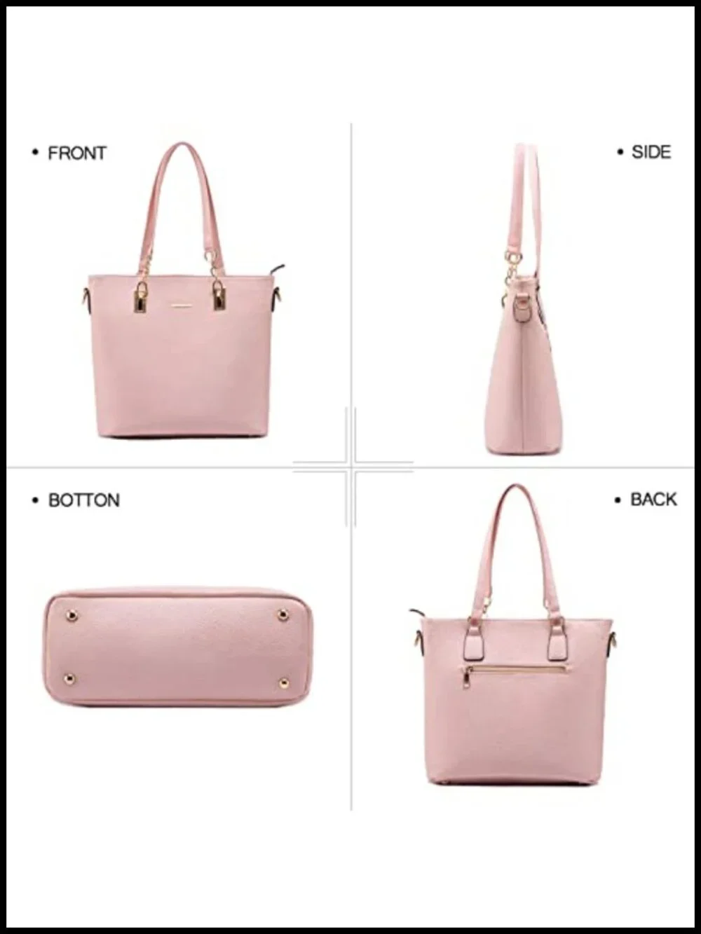 6-Piece Faux Leather Handbag Set with Satchel Tote Shoulder Bag Clutch Wallet